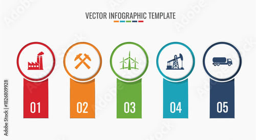 Industry infographic template to present your business progress and stages visually for modern data analysis and presentation
