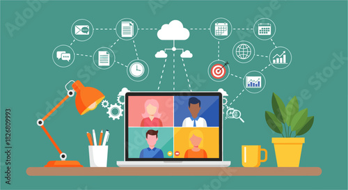 Stay connected with engaging online collaboration and virtual meetings from your modern home office with innovative technology