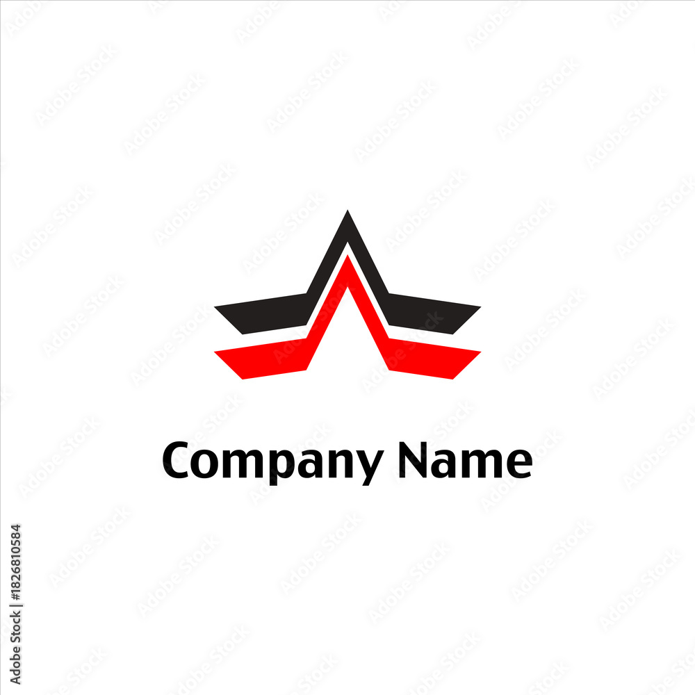 Obraz premium Sharp Red and Black Abstract Roof Logo Vector Design Illustration