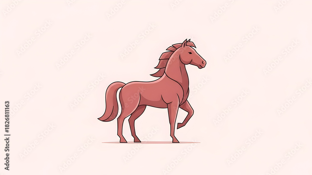 Obraz premium A stylized illustration of a horse in a walking pose, showcasing a clean and modern design.