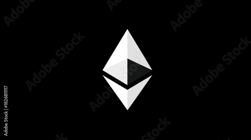 Modern Geometric Symbol for Digital Currency, Blockchain Technology, and Decentralized Finance on Dark Background