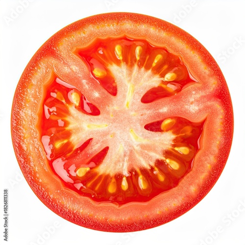 Wallpaper Mural A single, sliced tomato half, showing seeds Torontodigital.ca