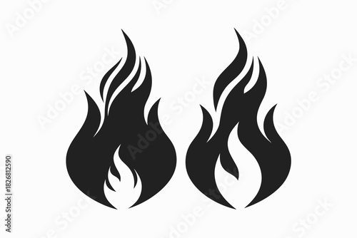 Set of fire flame icons vector illustration