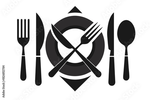 fork spoon and knife cutlery set isolated on white background