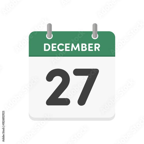 12月27日･December 27の日めくりカレンダーのアイコン - 12/27の日付入り英語の暦