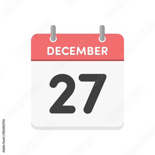 12月27日･December 27の日めくりカレンダーのアイコン - 12/27の日付入り英語の暦