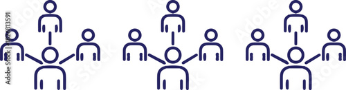 people bule line group icons set vector illustration 