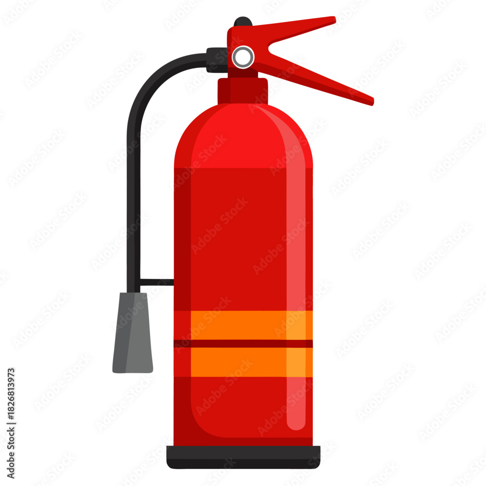 Obraz premium Vector illustration of Fire extinguisher. Perfect for icon, logo,emblem, banner, label. Front view 