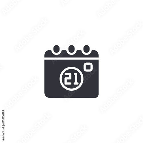 A clean calendar icon displaying the number twenty-one, representing scheduled dates, reminders, important events, and organized time planning in a simple modern style.