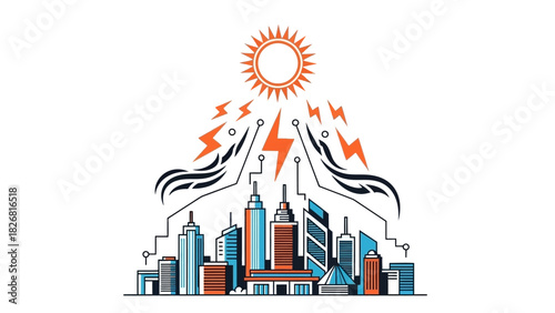 City Powered by Solar Energy - A Sustainable Urban Future.