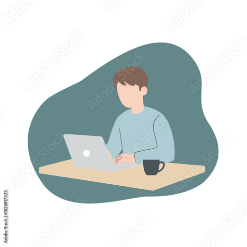 Focused Young Freelancer Working Comfortably