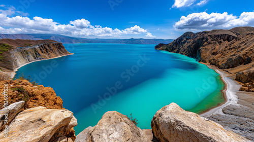 Volcanic Crater Lake with T...