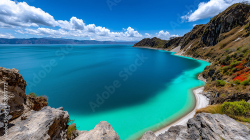 Volcanic Crater Lake with T...