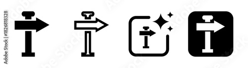 Direction sign icon illustration with black transparent vector arrow for road and pathway guidance