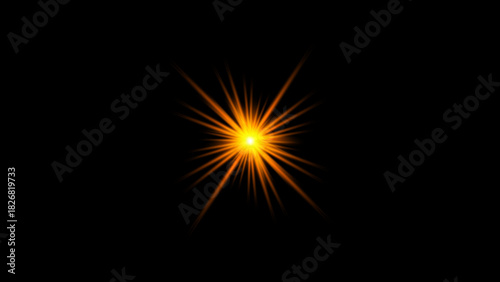 Golden sunlight lens flare png, sunlight glow, bright golden star lens flare.