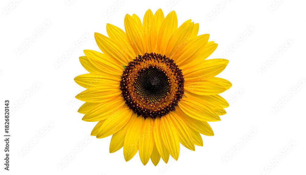 Fototapeta premium Close-up of a vibrant sunflower, its petals radiating outwards against a black background (1)