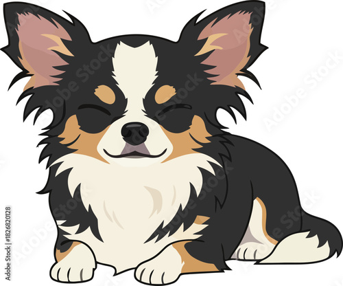 Adorable smiling chihuahua with a joyful expression on a plain black background minimal design suitable for pet illustrations and digital art projects