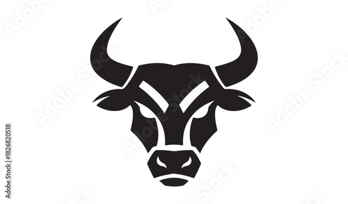 Stylized black silhouette of a bull head with horns