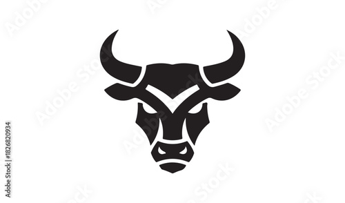 Stylized black bull head silhouette tribal design