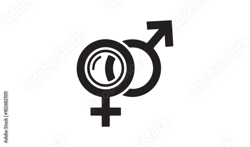 Intertwined male and female symbols representing gender and relationships