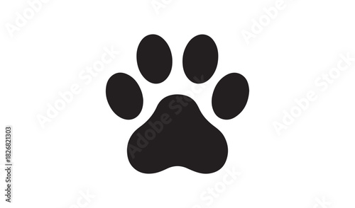 Simple black paw print silhouette on white background