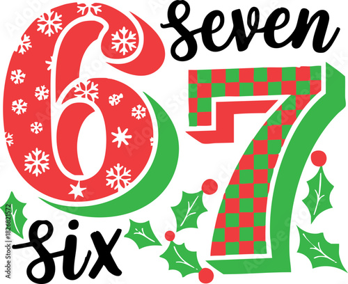 Six-seven Santa svg, 67 trending meme svg, Santa svg. 