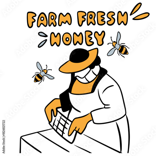 Farm Fresh Honey Beekeeper Woman Logo Design