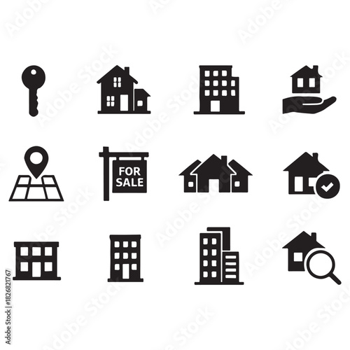 Real Estate Icons Icon Set, icon design, icon set vector