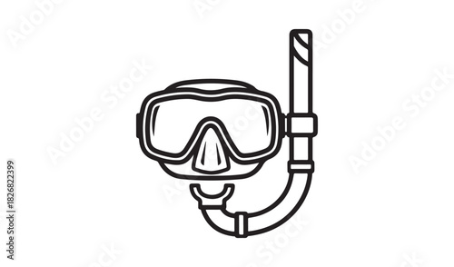 Simple line drawing of a snorkel mask and tube for underwater exploration