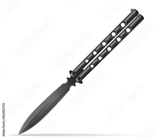 butterfly knife is a melee weapon vector illustration isolated on white background