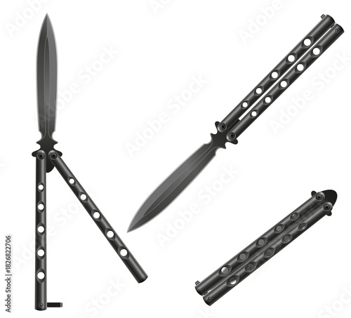 butterfly knife is a melee weapon vector illustration isolated on white background