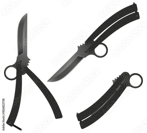 butterfly knife is a melee weapon vector illustration isolated on white background