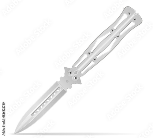 butterfly knife is a melee weapon vector illustration isolated on white background