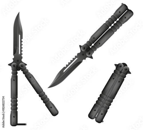 butterfly knife is a melee weapon vector illustration isolated on white background