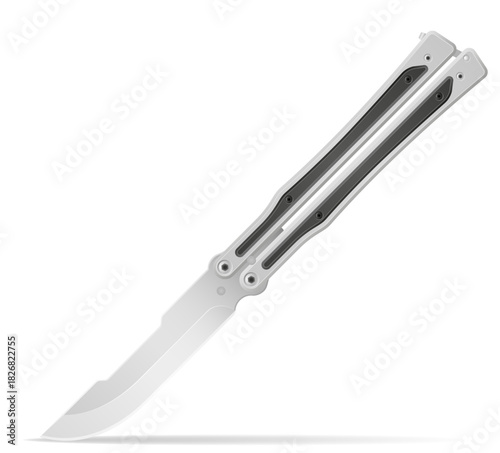 butterfly knife is a melee weapon vector illustration isolated on white background