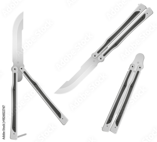 butterfly knife is a melee weapon vector illustration isolated on white background