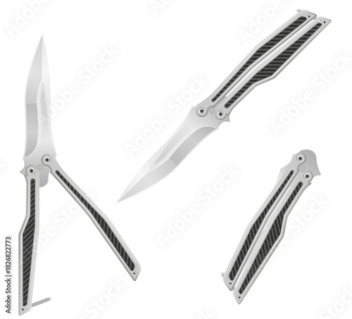 butterfly knife is a melee weapon vector illustration isolated on white background