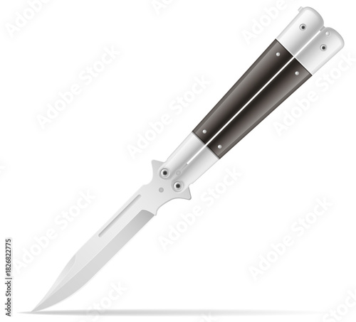 butterfly knife is a melee weapon vector illustration isolated on white background