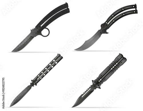 butterfly knife is a melee weapon vector illustration isolated on white background