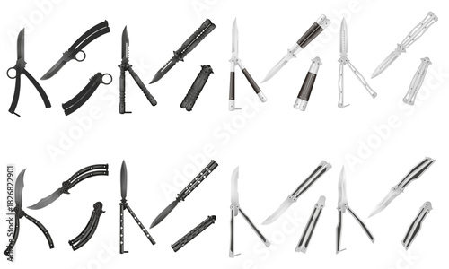 butterfly knife is a melee weapon vector illustration isolated on white background