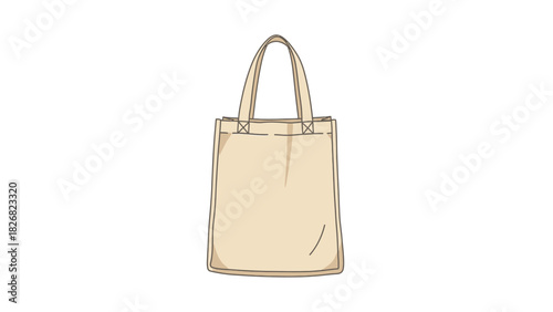 Simple beige canvas tote bag illustration.