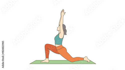 Woman practicing yoga in a low lunge pose on a mat.