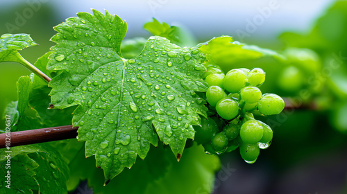 Grape Vines Covered in Morn...