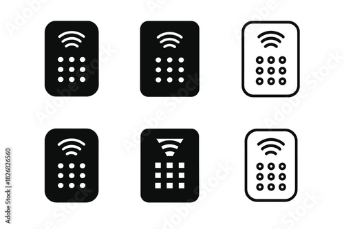 Apartment Logo Variations. Apartment. Icon set. Set Logo of apartment: intercom/buzzer panel with speaker. harmonious logo variations of the same emblematic