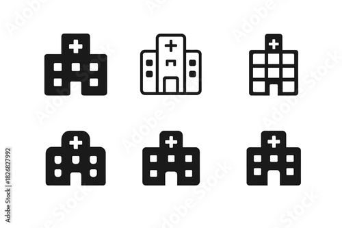 Medical Icons Variety. accessible medical icons set. Icon set. Set Logo of accessible medical icons set: hospital building. harmonious logo variations of the