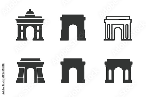 Cultural Heritage Icons. Cultural heritage sites. Icon set. Set Logo of cultural heritage sites: historic monument and archway. harmonious logo variations of