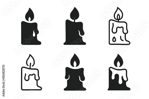 Emotional Exhaustion Icons. Emotional exhaustion. Icon set. Set Logo of emotional exhaustion: burning candle melting down. harmonious logo variations of the