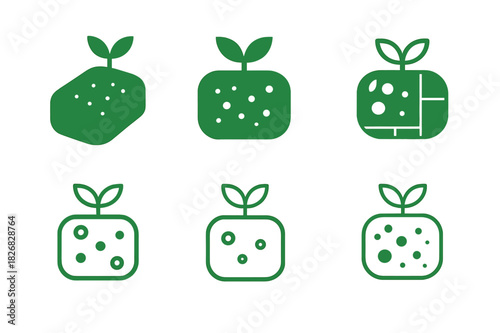 Eco Home Logo Variations. Sustainable home products. Icon set. Set Logo of eco home item: biodegradable sponge. harmonious logo variations of the