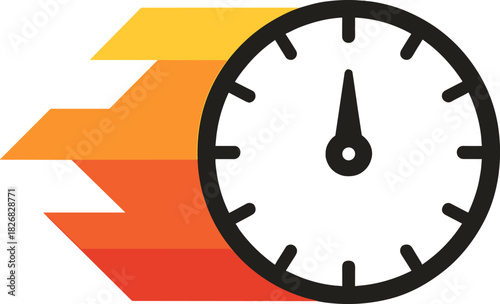 Speedometer icon showing fast movement with colorful speed lines in a minimalistic design