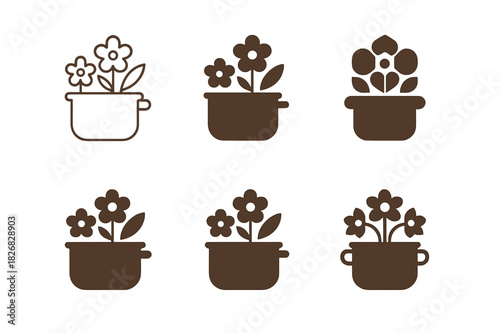Edible Flower Icons. Cooking with edible flowers. Icon set. Set Logo of cooking with edible flowers: edible flower arrangement. harmonious logo variations of